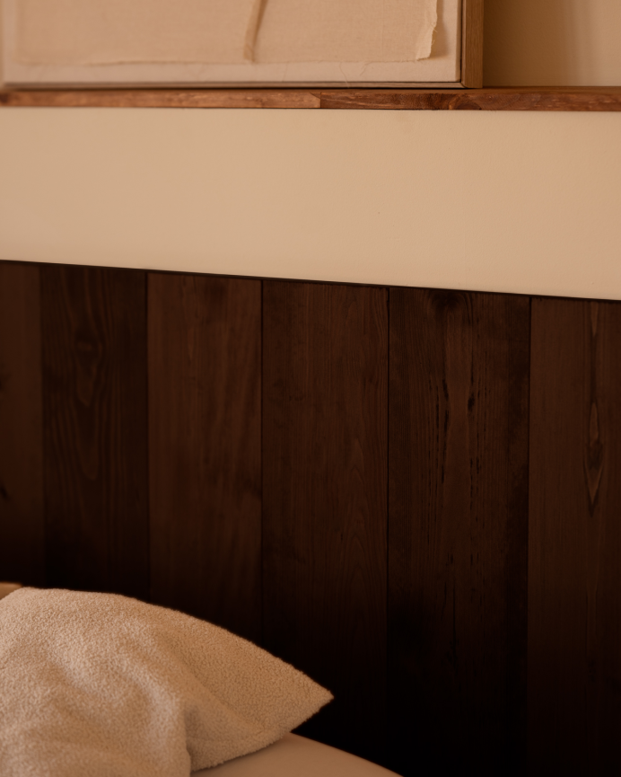Solid wood headboard in walnut tone available in various sizes