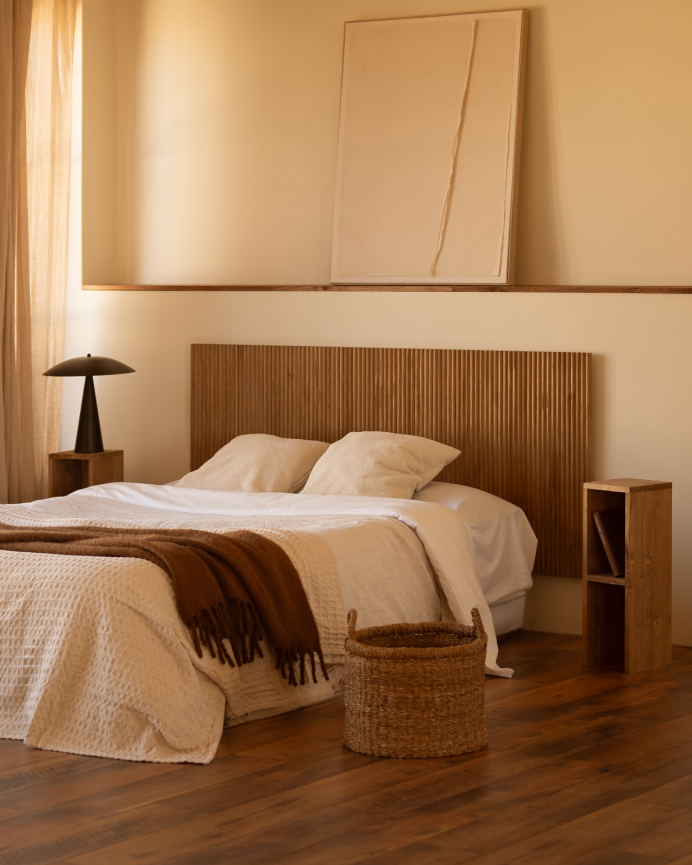 Solid wood headboard in dark oak tone of various sizes