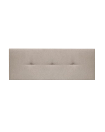 Upholstered polyester headboard with cinnamon-colored buttons available in various sizes.