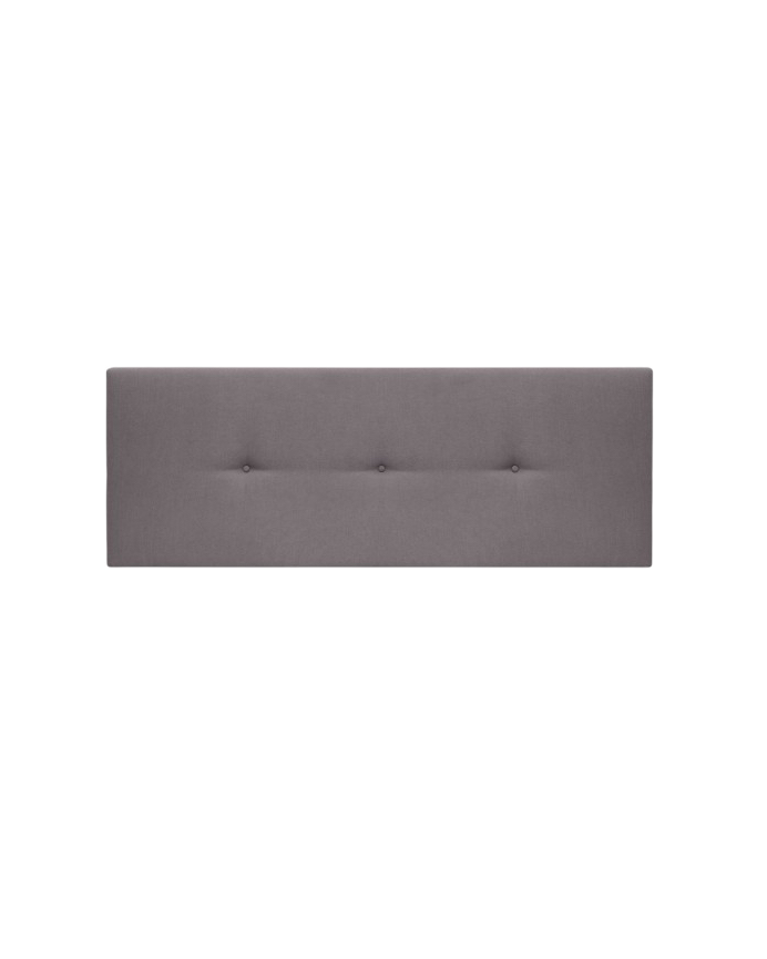 Upholstered polyester headboard with gray buttons in various sizes