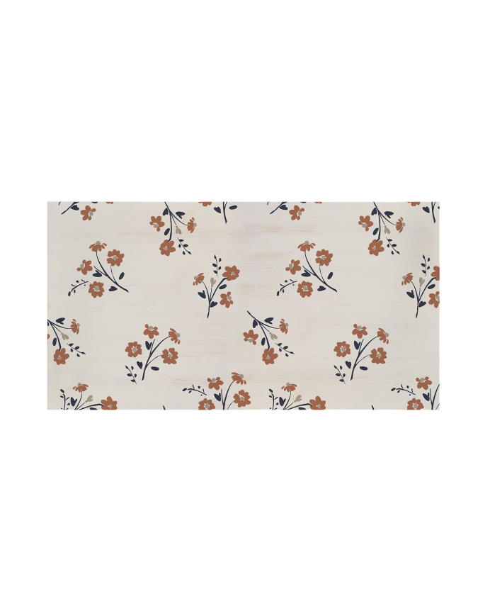 Solid wood headboard with a natural Flower motif stamping in various sizes.
