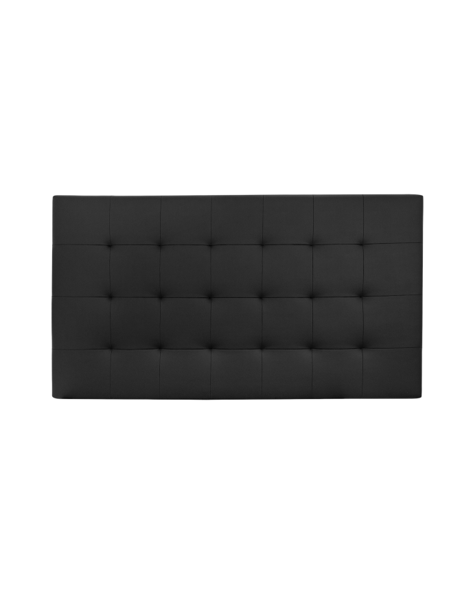 Upholstered polypiel headboard with pleats in black color in various sizes
