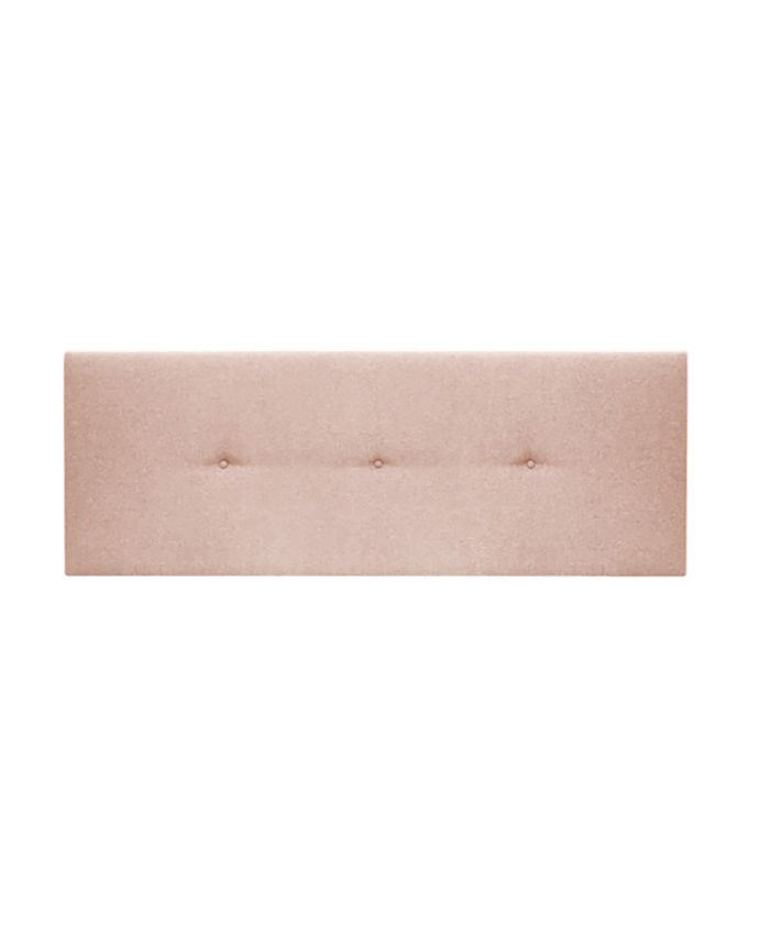 Upholstered polyester headboard with pink buttons available in several sizes.