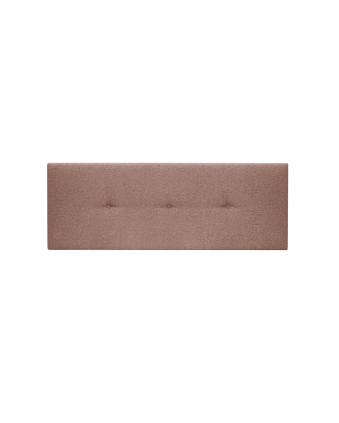 Upholstered polyester headboard with orange buttons in various sizes.