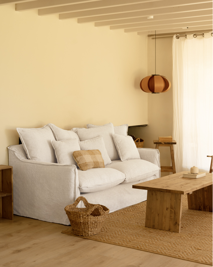 Removable white cotton and linen sofa in various sizes