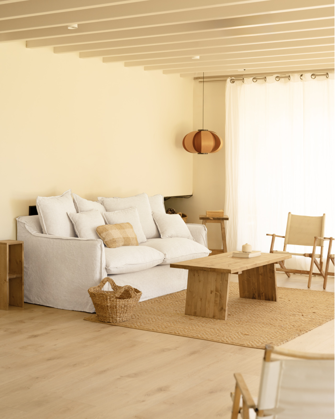 Removable white cotton and linen sofa in various sizes