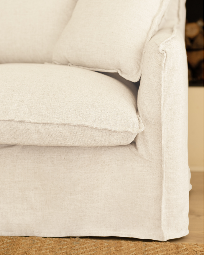 Removable white cotton and linen sofa in various sizes