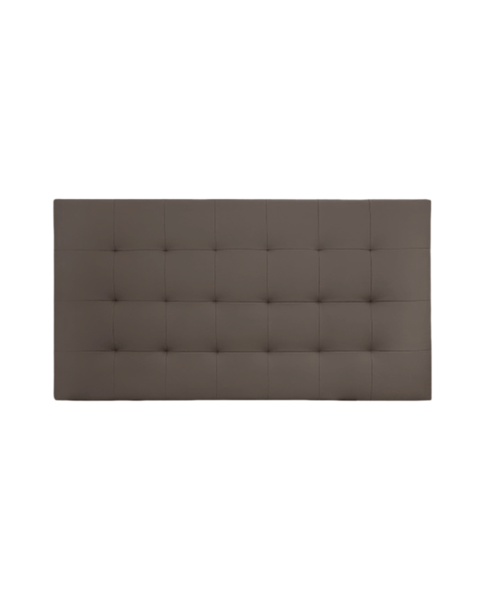 Upholstered headboard in brown faux leather with pleats in various sizes
