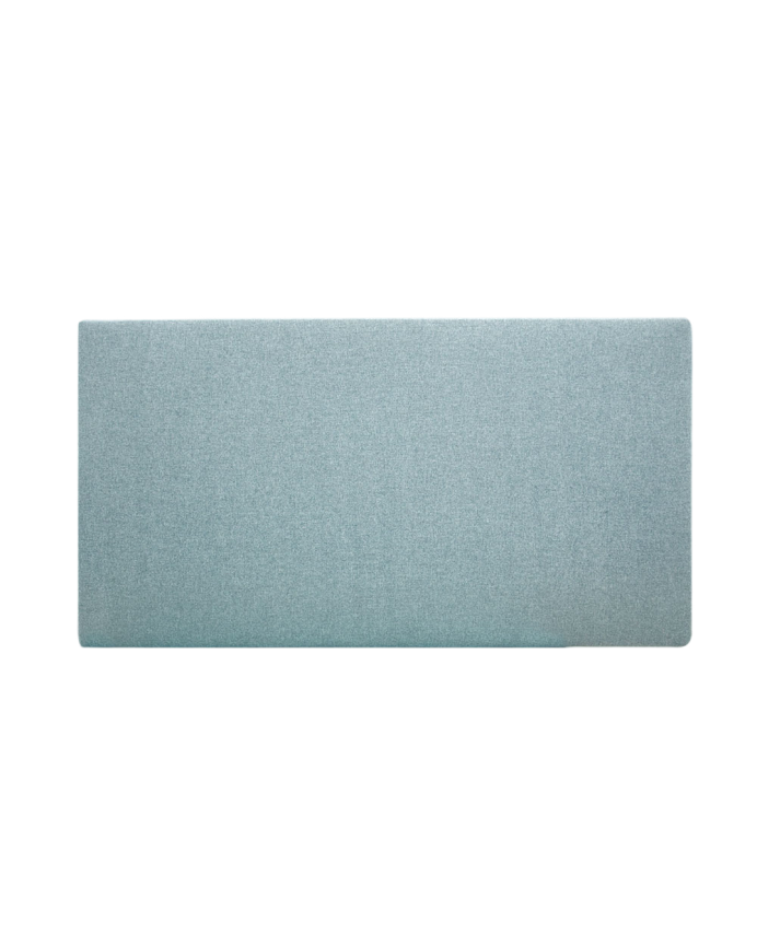 Upholstered polyester headboard in smooth teal green color in various sizes.