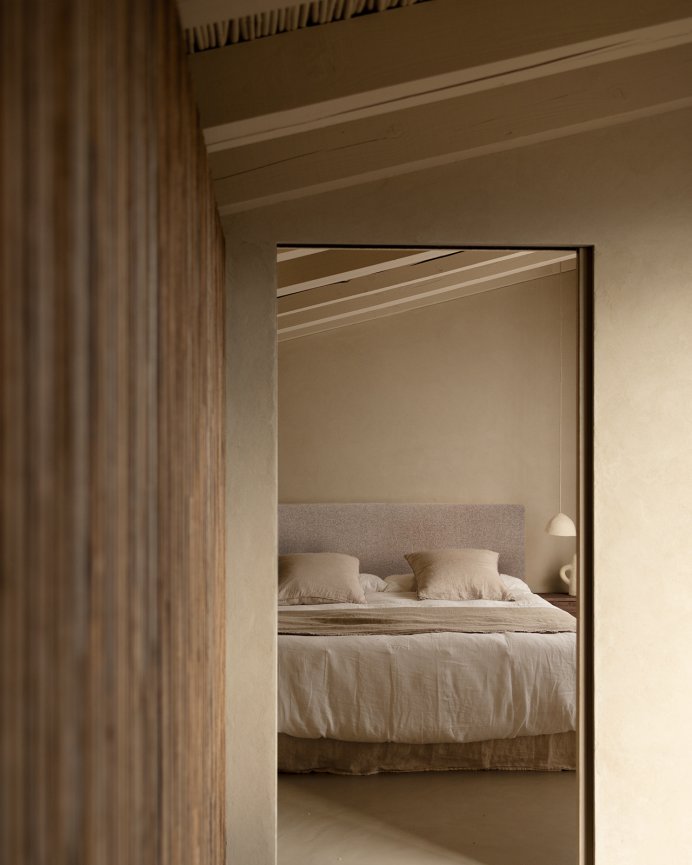 Upholstered polyester headboard in plain brown color available in various sizes.
