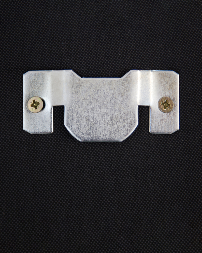 Upholstered polyester headboard with gray buttons in various sizes.