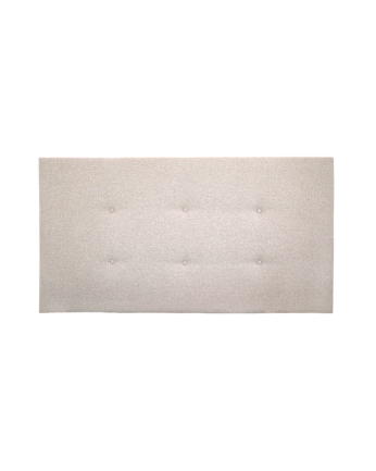 Upholstered polyester headboard with beige buttons in various sizes.