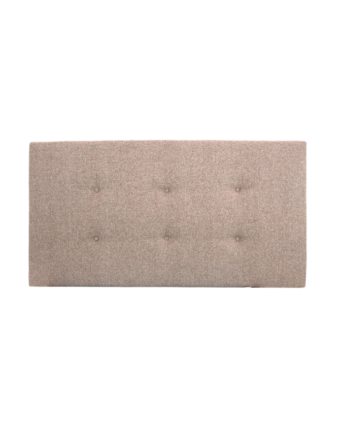 Upholstered polyester headboard with brown button details, available in various sizes.