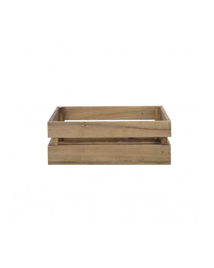 Caja de madera maciza en tono roble oscuro mediana