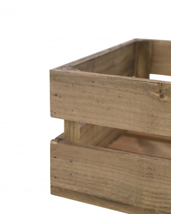 Caja de madera maciza en tono roble oscuro mediana