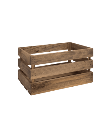 Caja de madera maciza en tono roble oscuro grande