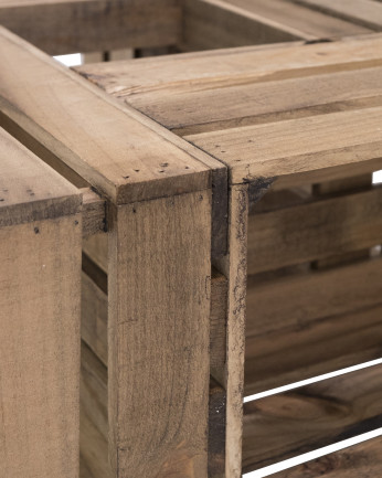 Mesa de centro de madera maciza en tono roble oscuro de 75x75x32,5cm