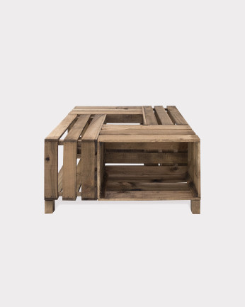Mesa de centro de madera maciza en tono roble oscuro de 75x75x32,5cm