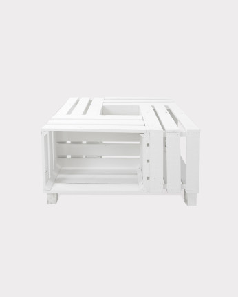 Mesa de centro de madera maciza en tono blanco de 75x75x32,5cm