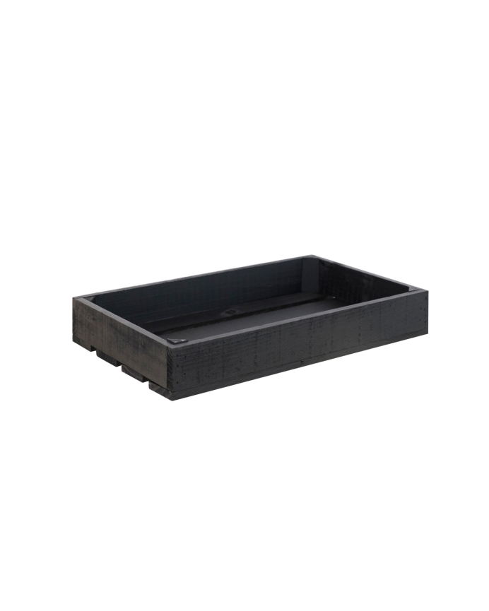 Caja pequeña de madera maciza tono negro 49x30,5x7,5cm