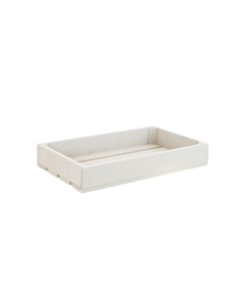 Caja pequeña de madera maciza tono gris claro 49x30,5x7,5cm