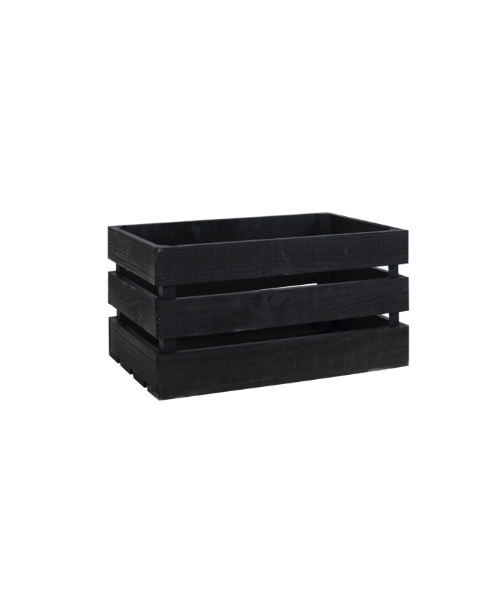Caja de madera maciza en tono negro grande