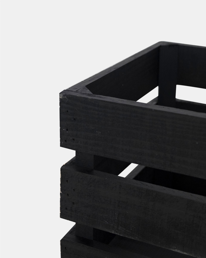 Caja de madera maciza en tono negro grande