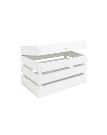 Baúl de madera maciza en tono blanco de 39x33x30,5cm