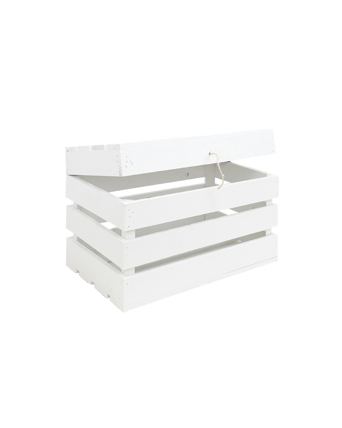 Baúl de madera maciza en tono blanco de 39x33x30,5cm