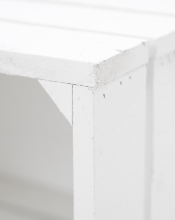Mesa de centro de madera maciza en tono blanco con ruedas de 98x44x44.6 cm