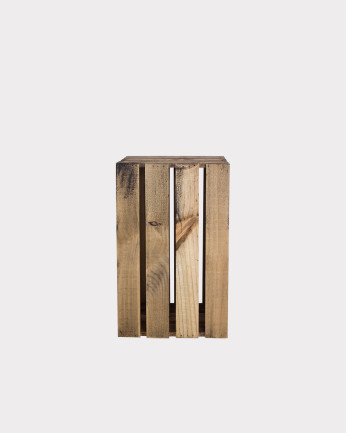 Taburete de madera maciza en tono roble oscuro 30,5x49x26,5cm