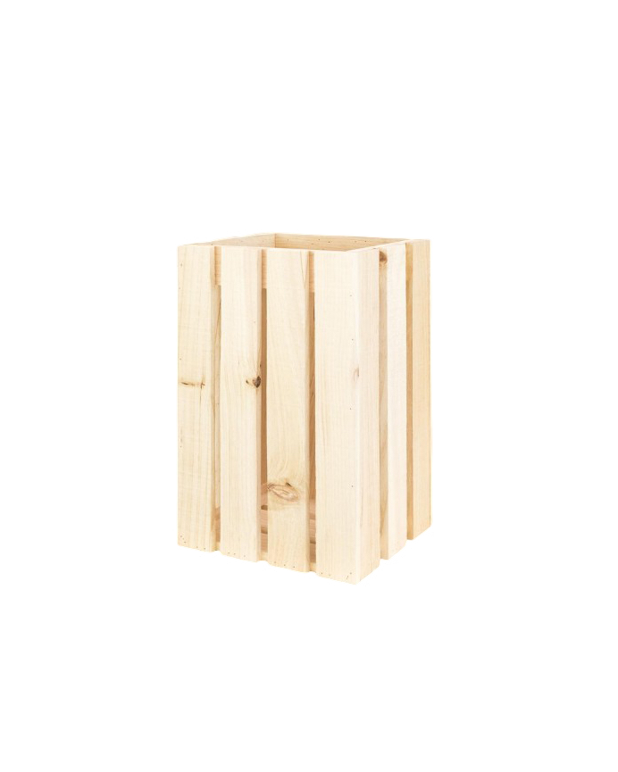 Papelera/Paragüero de madera maciza en tono natural 30,5x49x26,6cm