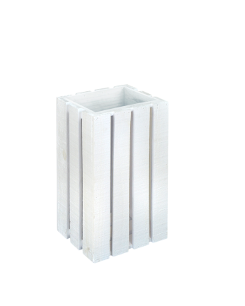 Papelera/Paragüero de madera maciza en tono blanco 30,5x49x26,6cm