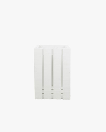 Papelera/Paragüero de madera maciza en tono blanco 30,5x49x26,6cm