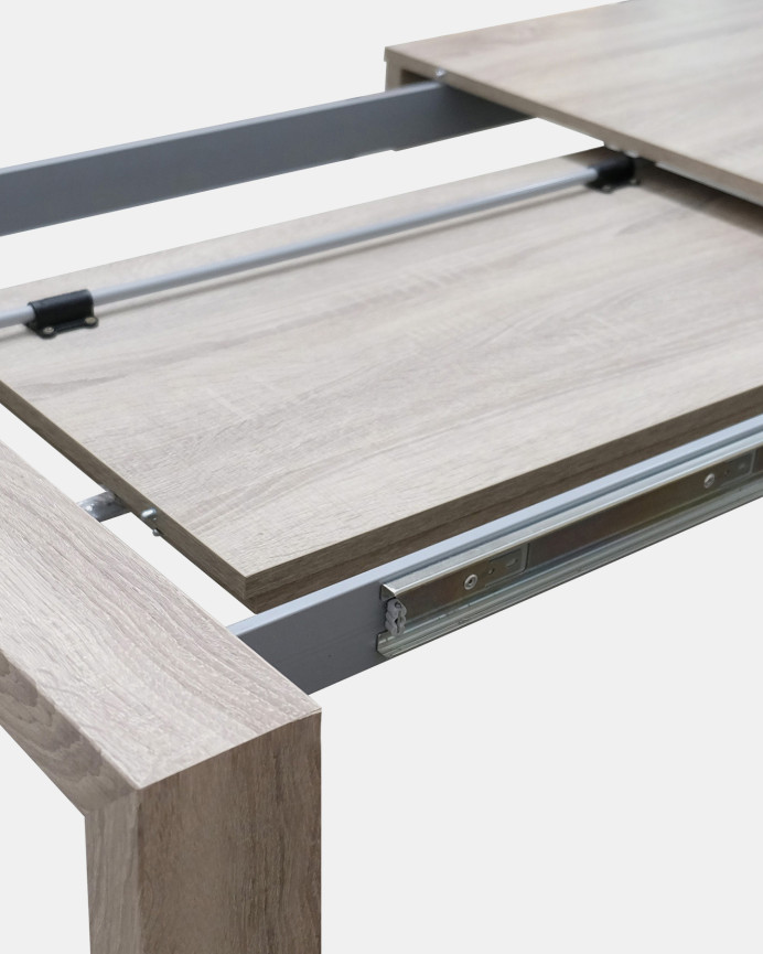 Mesa de comedor extensible de madera tono natural 76x140cm 