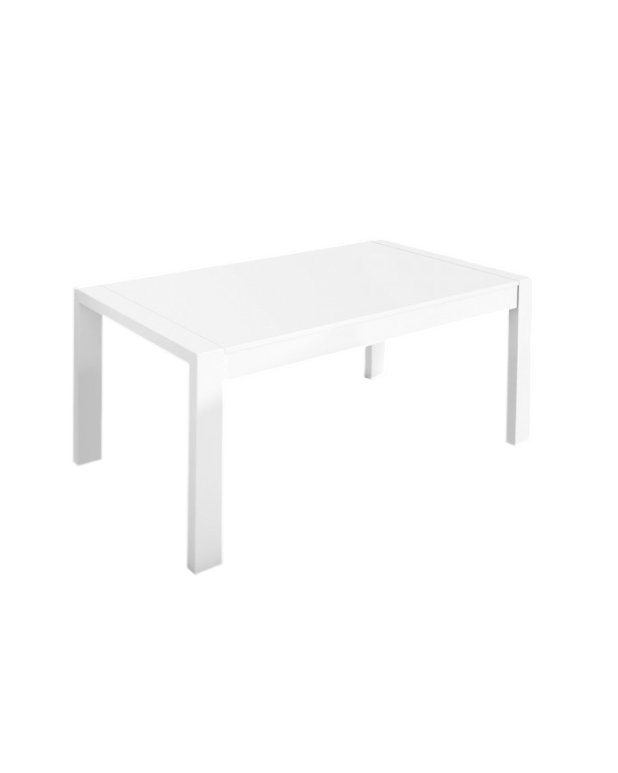 Mesa de comedor extensible de madera tono blanco 76x140cm 