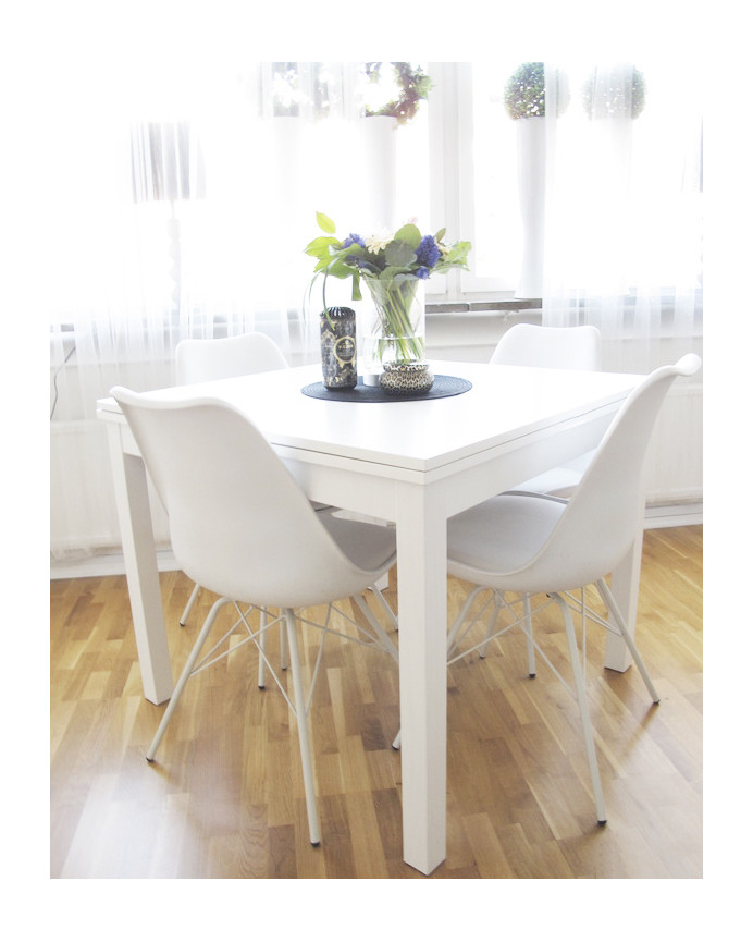 Mesa de comedor extensible de madera tono blanco 76x80cm
