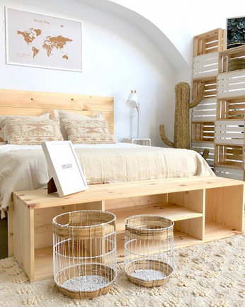 Mueble de TV de madera maciza en tono natural de 160x40cm