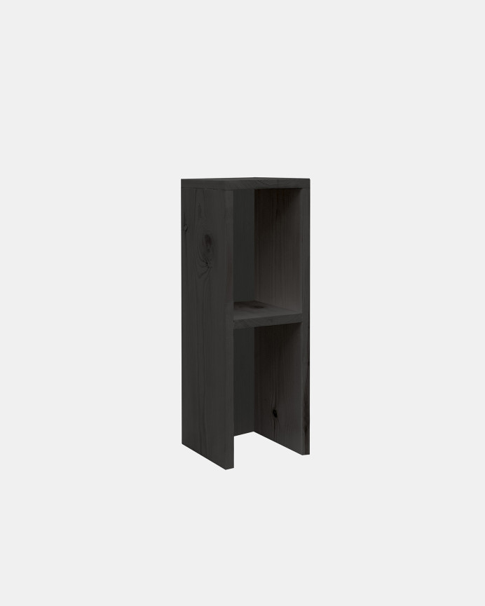 Mesita de noche o auxiliar madera maciza en tono negro de 60x20cm
