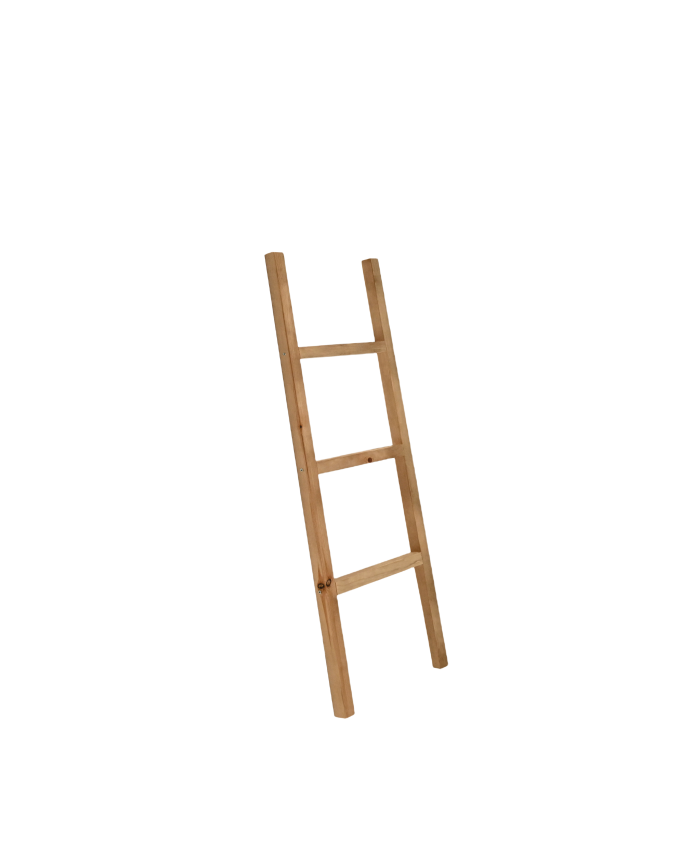 Escalera de madera maciza tono roble oscuro de 41x118cm