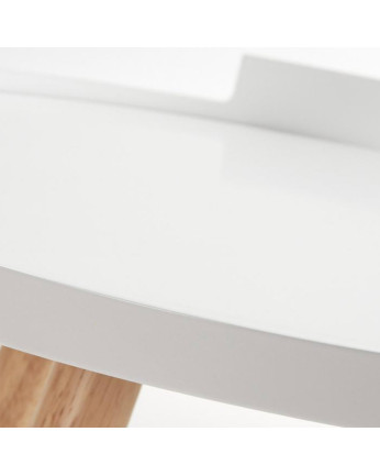 Mesita de madera maciza en tono blanco y natural de 46x46cm