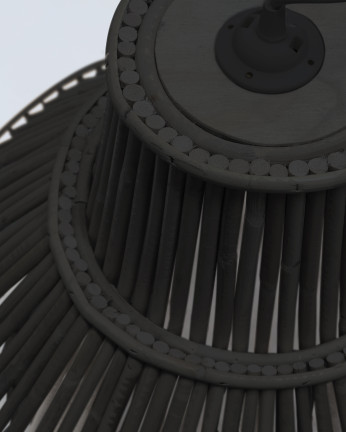 Lámpara de techo de mimbre tono negro de 47x58cm