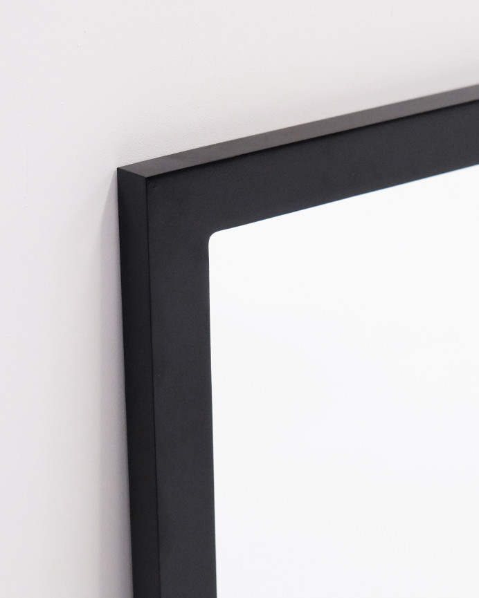 Espejo cuadrado de pared tipo ventana de madera color negro de 90x90cm