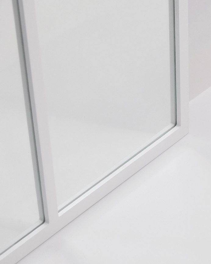 Espejo cuadrado de pared tipo ventana de madera color blanco de 90x90cm