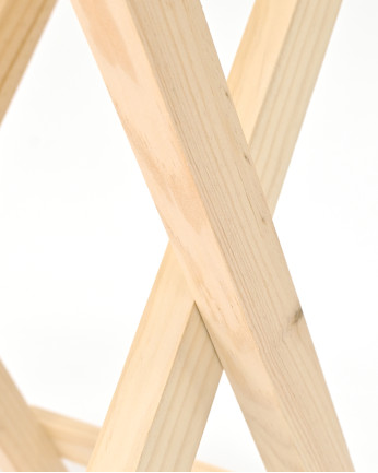 Mesita de madera maciza plegable en tono natural de 48,5x53cm