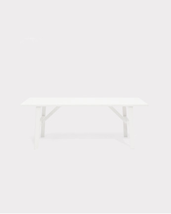 Banqueta de madera maciza en tono blanco de 120x45cm