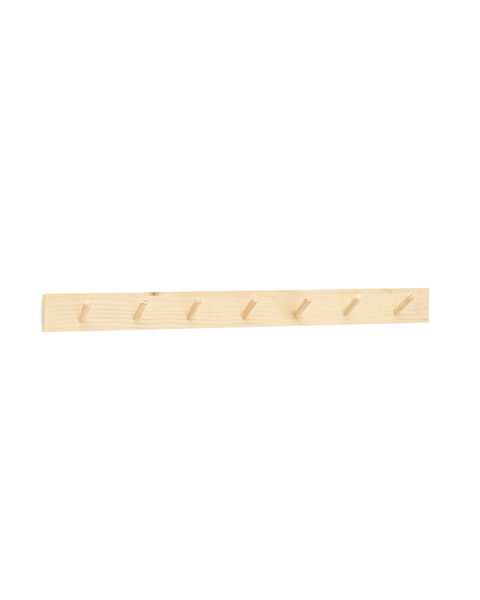 Colgador de pared de madera maciza en tono natural de 61x5cm