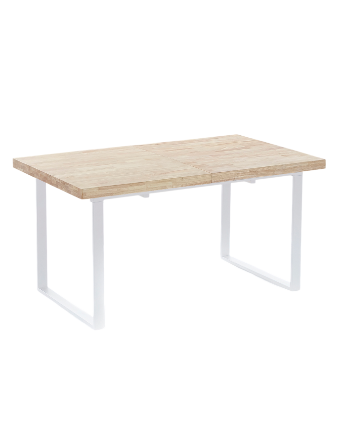 Mesa de comedor diseño extensible blanca patas madera L180-260 DELAH -  Miliboo