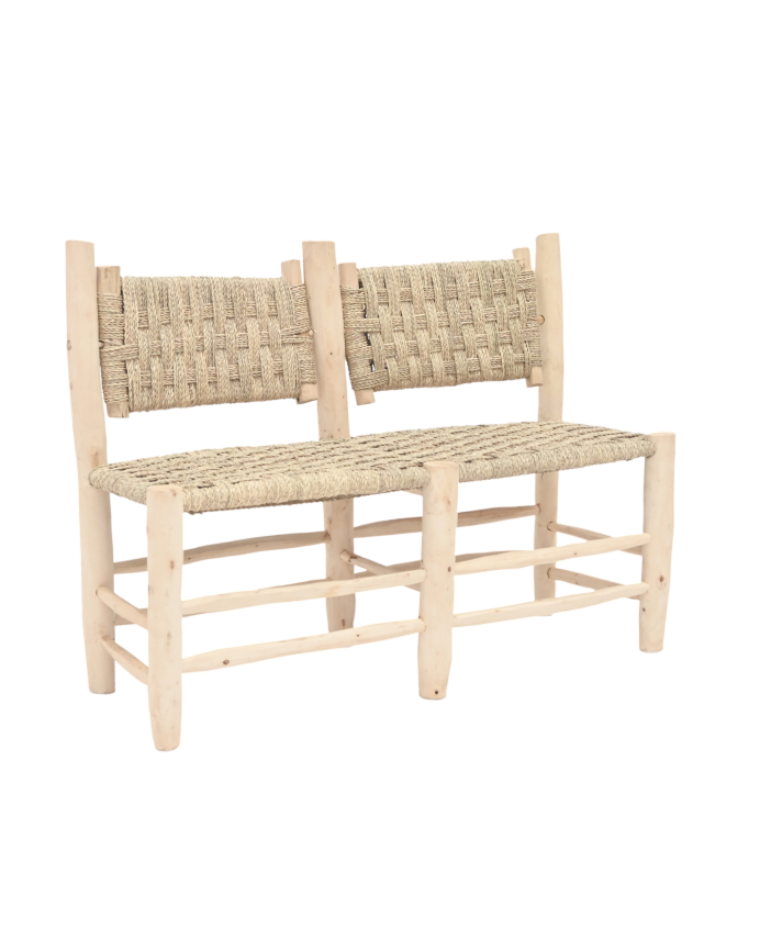 banco madera rústico en roble macizo de tres asientos