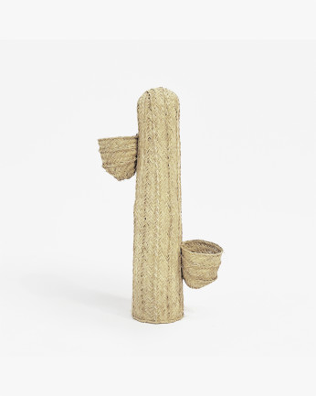 Cactus de esparto con dos maceteros y estructura de madera maciza de varias medidas